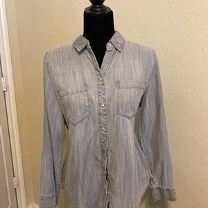 Gray denim button down shirt